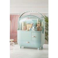 SHEONLY Makeup Storage Organizer Skincare Organisers Cosmetic Display Case with Dust Free Cover Portable Handle in Green