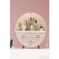 SHEONLY 40CM High Round Transparent Cosmetic Display Box With 4 Drawers Storage Box in Pink