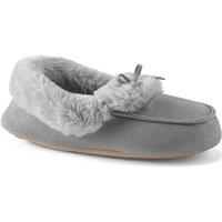 Lands' End Women's Faux Suede Moccasin Slippers in Grey | Size: 4.5