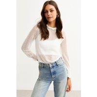 Cutie London Women's Ruffle Details Lace Top in White | Size: 10