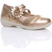 AJVANI Women's Low Heel Flat Comfort Mary Janes in Gold | Size: 6