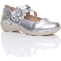 AJVANI Women's Low Heel Flat Comfort Mary Janes in Silver | Size: 8