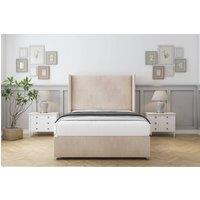 Sloomy Devonshire Naples Divan Base No Drawers - 54 Wingback Headboard in Light Sand | Size: Small Double