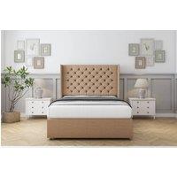 Sloomy Dior Dumfries Divan Bed Base No Drawers - 54 Wingback Headboard in Light Brown | Size: Small Double