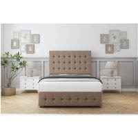 Sloomy Berlin Plush Divan Base No Drawers - 26 Headboard & 12 Footboard in Taupe | Size: Small Single