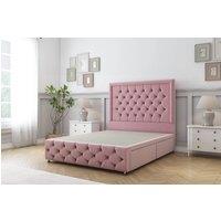 Sloomy Vienna Plush Divan Base 2 Drawers - 54 Headboard & 12 Footboard in Pink | Size: Single
