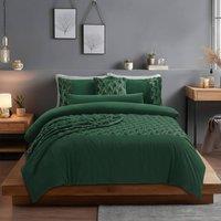 Snug City Ultra Soft Teddy Duvet Cover Set Christmas Tree Cozy Fleece Bedding in Green | Size: King