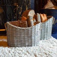 Madison & Mayfair Oval Scoop Log Basket in Grey