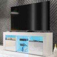 Creative Furniture Pulse TV Unit 145cm - White with Gloss Doors + LED Lights