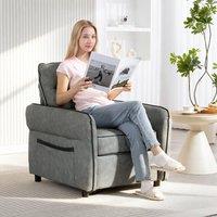 HOMCOM Armchair, Faux Leather Accent Chair with Thicken Cushion, Grey | Size: Armchair