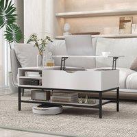 Costway Modern Lift Top Coffee Table Side Table Snack Table w/ Storage Shelf in White