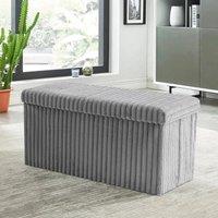 VOGREX Grey L Ribbed Storage Box Large Capacity Ottoman
