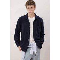WOVCOR Men's Men's Polar Fleece Regular Fit Button-Up Shirt with Chest Pocket in Navy | Size: Small