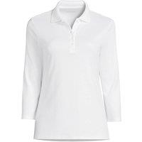 Lands' End Women's Three-Quarter Sleeve Supima Polo Shirt in White | Size: 8