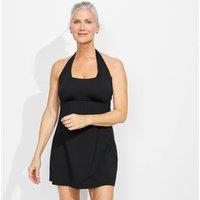 Lands' End Women's Halter Neck Swim Dress Swimsuit in Black | Size: 8