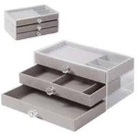 Havendro Grey Clear Acrylic Storage Box Jewellery Box with 3 Drawer