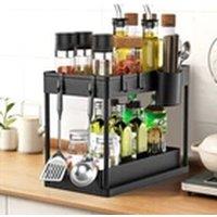 Havendro 2 Tier Under Sink shelf Kitchen Organiser, Cupboard Organiser in Black