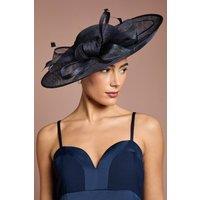 Coast Women's Bow & Feather Wide Brim Fascinator in Navy