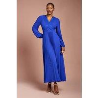 Coast Women's Pleat Detail Lace Trim Maxi Dress in Cobalt | Size: 10