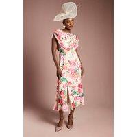 Coast Women's Cap Sleeve Floral Chiffon Midi Dress in Ivory | Size: 10