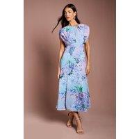 Coast Women's Cap Sleeve Floral Chiffon Midi Dress in Pale Blue | Size: 10
