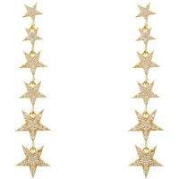 Latelita Women's Graduated Star Drop Earrings Gold in White