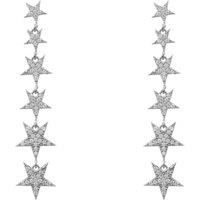 Latelita Women's Graduated Star Drop Earrings Sterling Silver in White