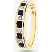 T.H.Baker Women's 9ct Yellow Gold Blue Sapphire Half Eternity Ring | Size: Large