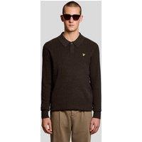 Lyle & Scott Men's Lambswool Blend Rugby Jumper Bottle Brown Marl | Size: Medium