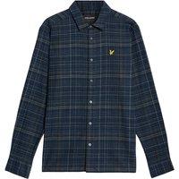 Lyle & Scott Men's Checked Flannel Shirt Dark Navy/ Tree Green in Navy | Size: Large