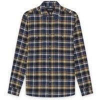 Lyle & Scott Men's Brushed Cotton Check Shirt Blue Night/ Green Tan | Size: Large
