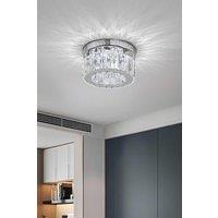 H&O Direct Modern Round Crystal Ceiling Light in Silver