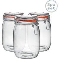 Argon Tableware Glass Storage Jars - 1L/33.8oz - Set of 3 in Clear