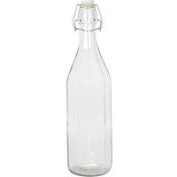 Argon Tableware 1.1 Litre Glass Bottle with Swing Top Reusable Water Brewing Drinking in Clear