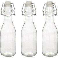 Argon Tableware 250ml Glass Bottles with Swing Top Reusable Water Brewing - Pack of 3 in Clear