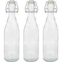 Argon Tableware 520ml Glass Bottles with Swing Top Reusable Water Brewing - Pack of 3 in Clear