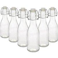 Argon Tableware 250ml Glass Bottles with Swing Top Reusable Water Brewing - Pack of 6 in Clear
