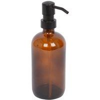 Harbour Housewares 500ml Glass Soap Dispenser - Refillable Hand Wash Bottle with Pump in Amber