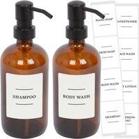 Harbour Housewares Glass Soap Dispensers with Labels - 500ml - White - Pack of 2 in Orange