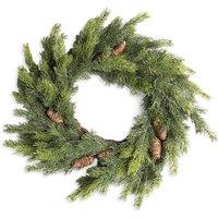 Shatchi 60cm Fir Wreath Realistic Pine Cone Christmas Door Dcor in Green | Size: 600mm