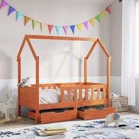 Berkfield Home Kids Bed Frame with Drawers without Mattress 80x160 cm Solid Wood in Brown