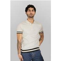 Enorsia Men's Premium Polo Shirt With Stripe Rib in White | Size: Large