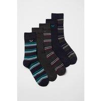 Crew Clothing Men's 5 Pack Bamboo Sock Box Stripes in Charcoal