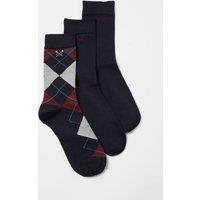 Crew Clothing Men's 3 Pack Bamboo Sock Burgundy Argyle