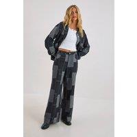 NastyGal Women's Patchwork Denim Baggy Jeans in Black | Size: 6