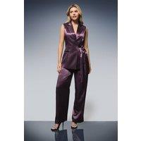 Dorothy Perkins Women's Satin Tie Side Waistcoat in Purple | Size: 14
