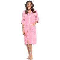 MyShoeStore Women's Womens 100% Cotton Terry Towelling Zip-Through Robe in Pink | Size: 8-10