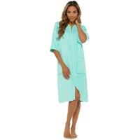 MyShoeStore Women's Womens 100% Cotton Terry Towelling Zip-Through Robe in Mint | Size: 8-10