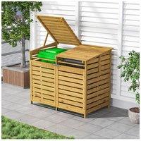 Living and Home Outdoor Spruce Wood Garbage Can Garden Storage Shed in Natural
