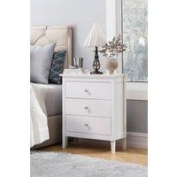 Living and Home Wooden Nightstand Bedside Table with 3 Drawers in White